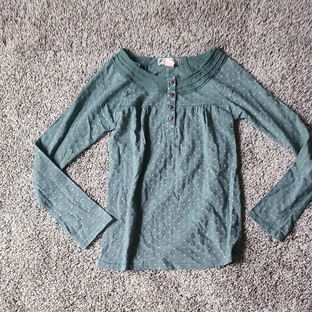 Flying Tomato Forest Green Buttoned Top